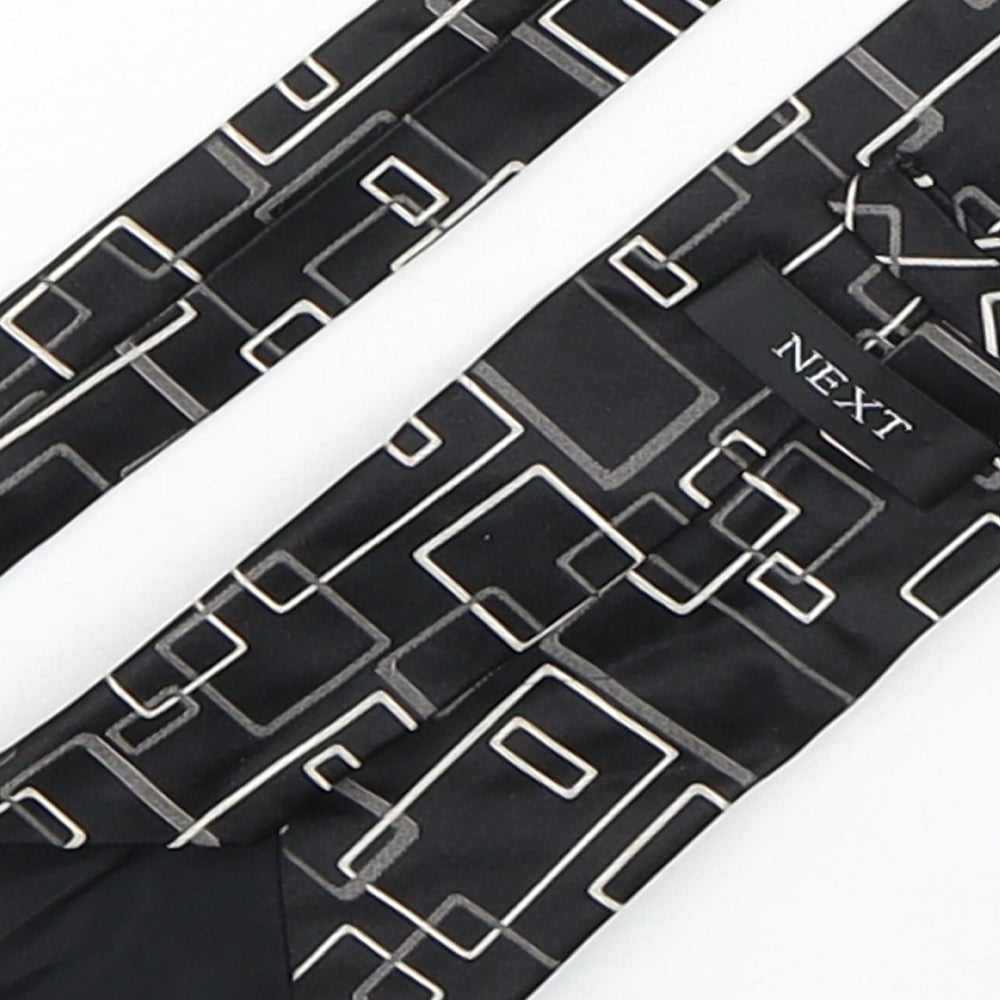 NEXT Mens Black Geometric Silk Pointed Tie One Size
