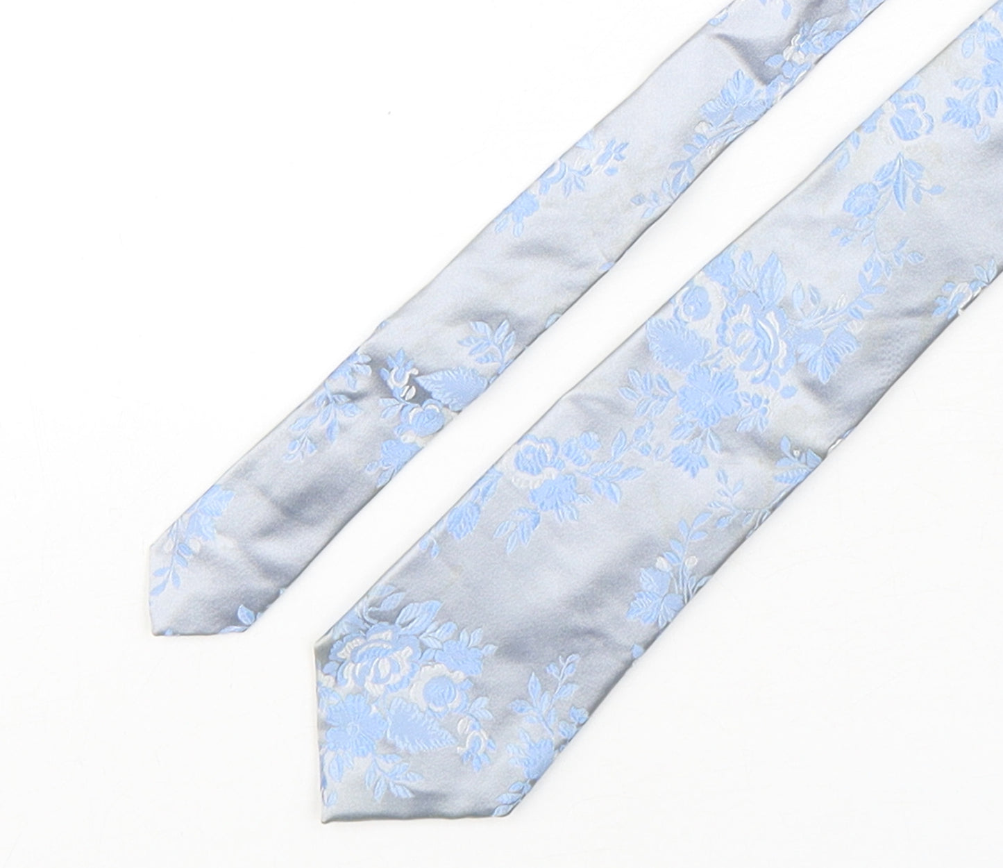 Autograph Mens Blue Floral Silk Pointed Tie One Size