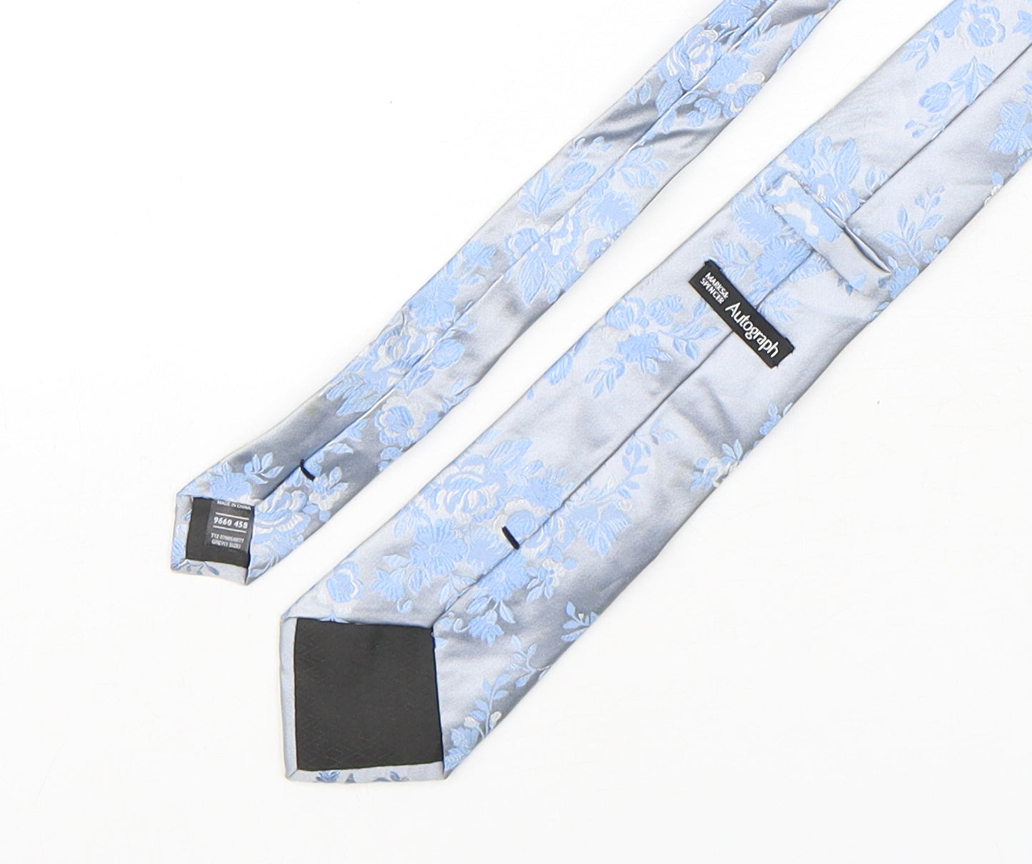 Autograph Mens Blue Floral Silk Pointed Tie One Size
