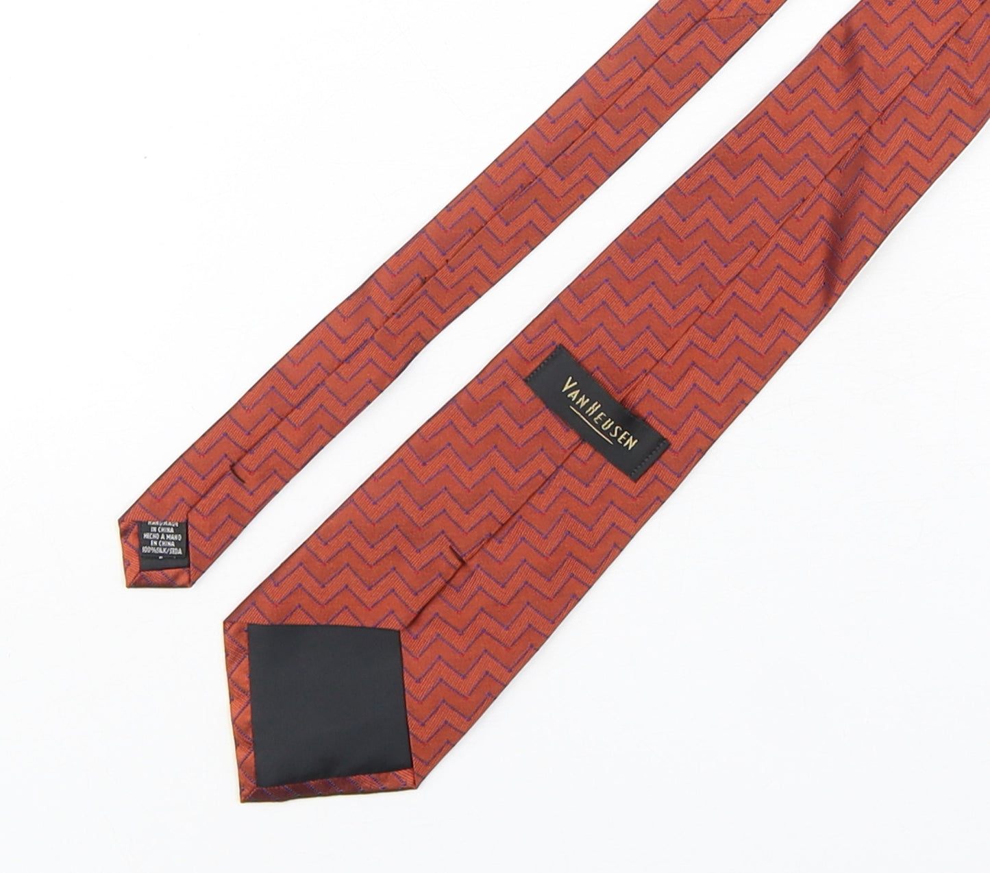 Van Heusen Mens Bronze Geometric Silk Pointed Tie One Size
