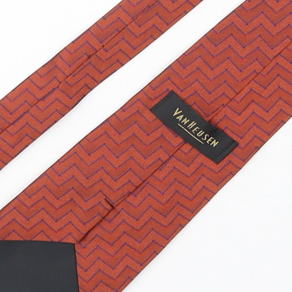 Van Heusen Mens Bronze Geometric Silk Pointed Tie One Size