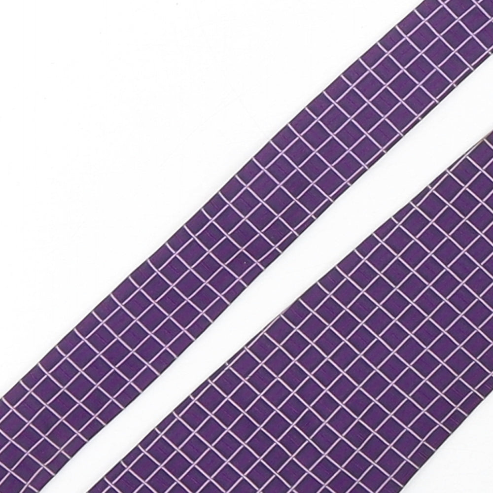 Austin Reed Mens Purple Plaids & Checks Silk Pointed Tie One Size