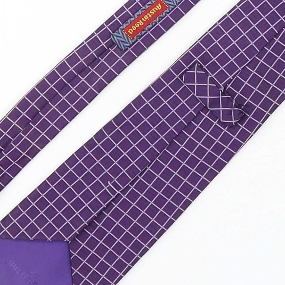 Austin Reed Mens Purple Plaids & Checks Silk Pointed Tie One Size