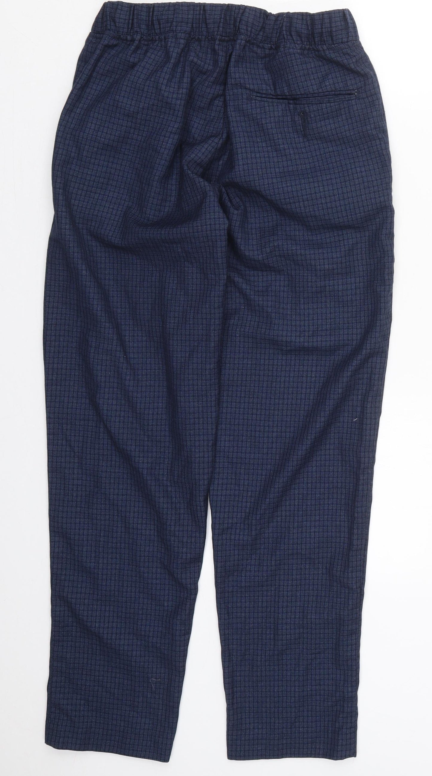 Boohoo MAN Mens Blue Check Polyester Trousers  Size S L27 in Regular Drawstring