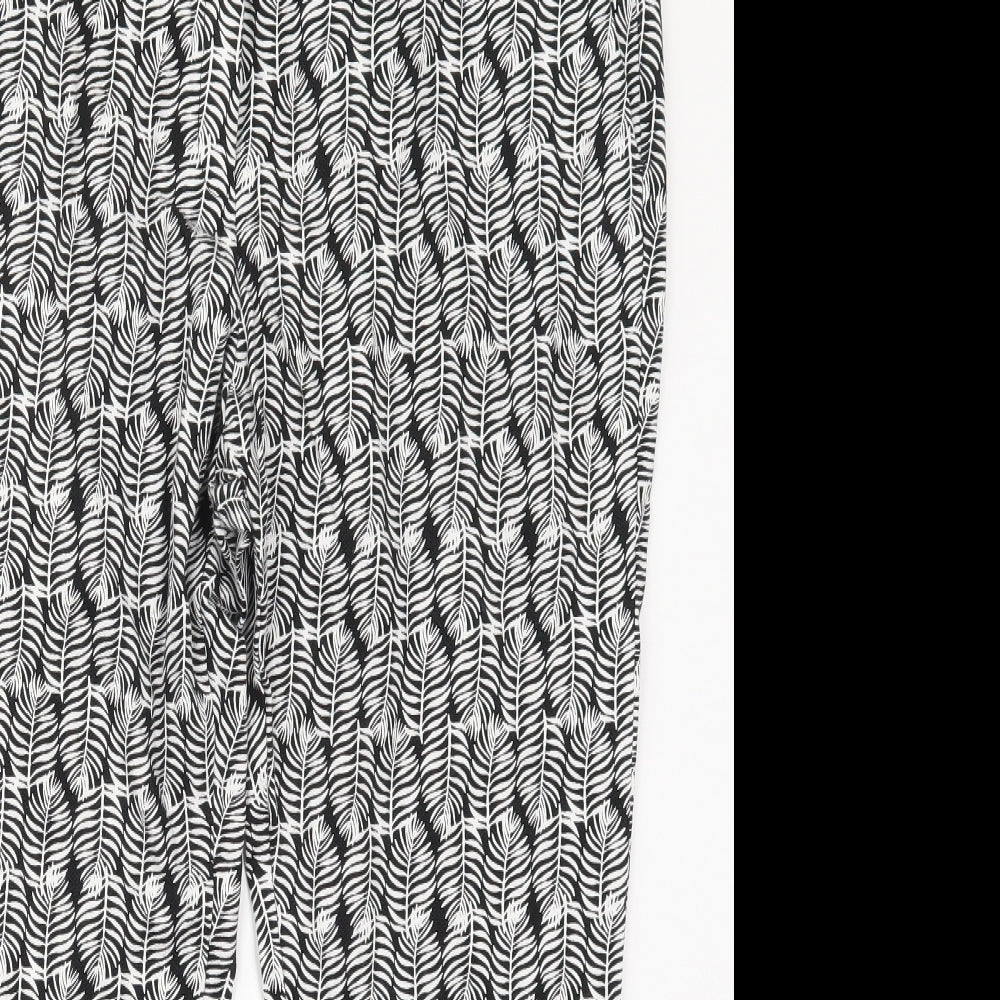 TU Womens Black  Cotton Trousers  Size 18 L25 in Regular Hook & Eye - Leaf Prints