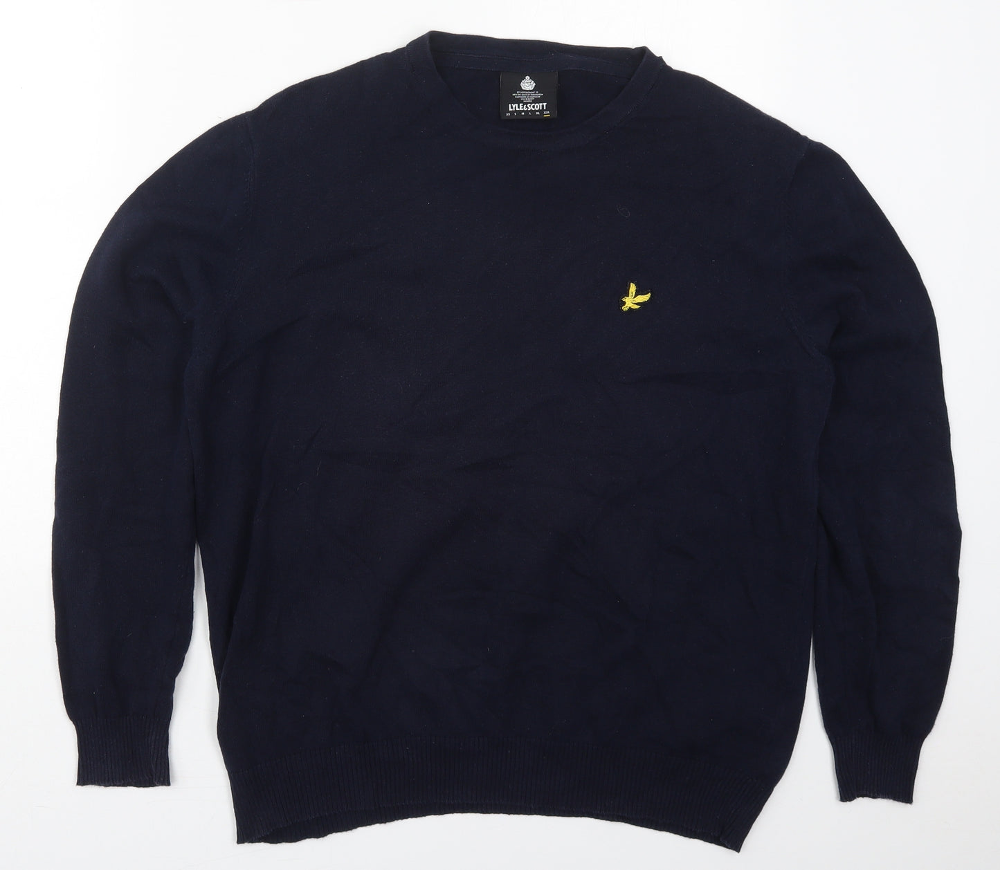 Lyle & Scott Mens Blue Crew Neck  Cotton Pullover Jumper Size 2XL