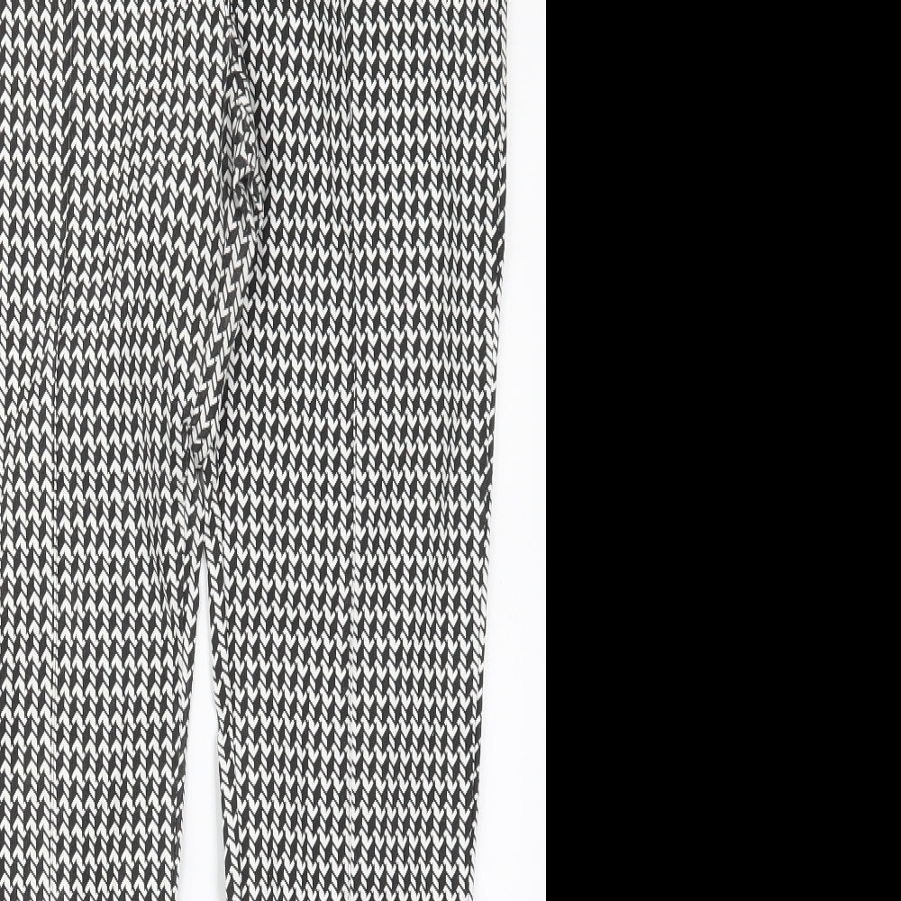 Atmosphere Womens Black Geometric Cotton Trousers  Size 14 L27 in Regular Zip - Black and White