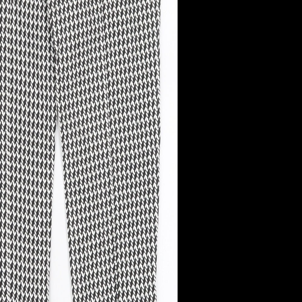 Atmosphere Womens Black Geometric Cotton Trousers  Size 14 L27 in Regular Zip - Black and White