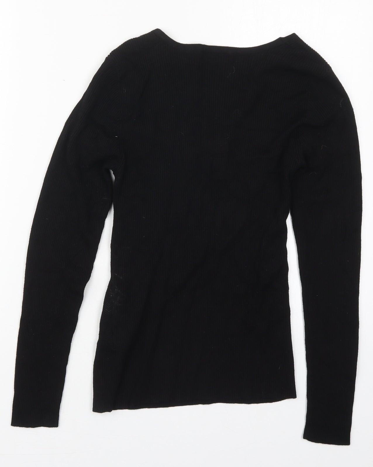 Oasis Womens Black V-Neck  Viscose Pullover Jumper Size M