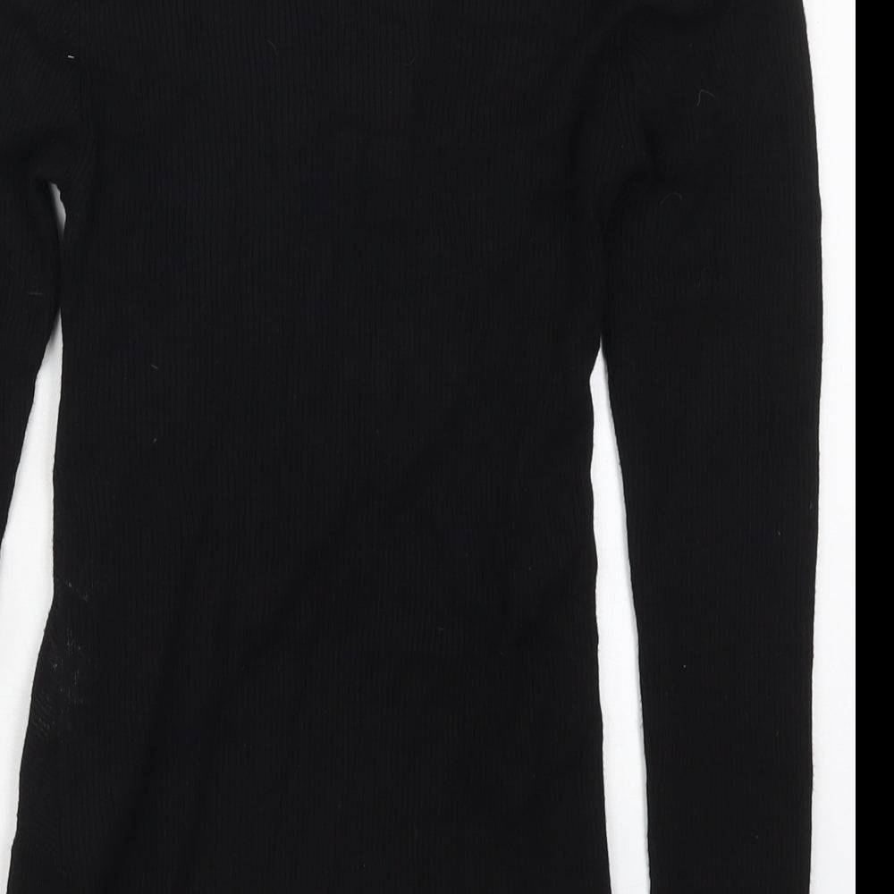 Oasis Womens Black V-Neck  Viscose Pullover Jumper Size M