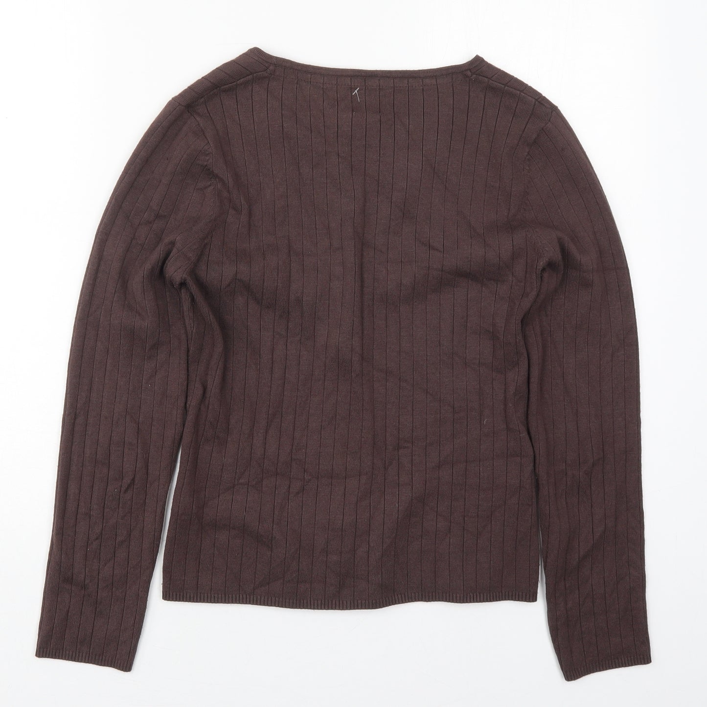 IZ Womens Brown V-Neck  Viscose Cardigan Jumper Size M