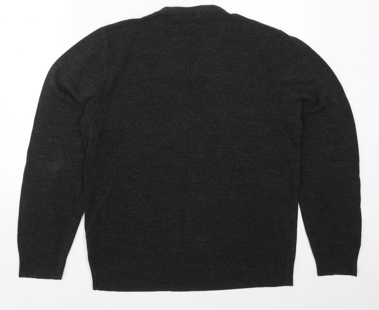 Marks and Spencer Mens Grey V-Neck  Acrylic Pullover Jumper Size M