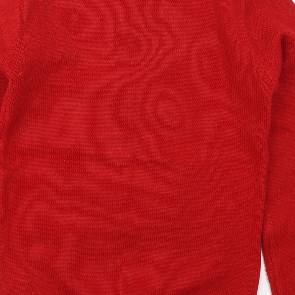 Cedar Wood State Mens Red Crew Neck  Acrylic Pullover Jumper Size XS   - Christmas Tree