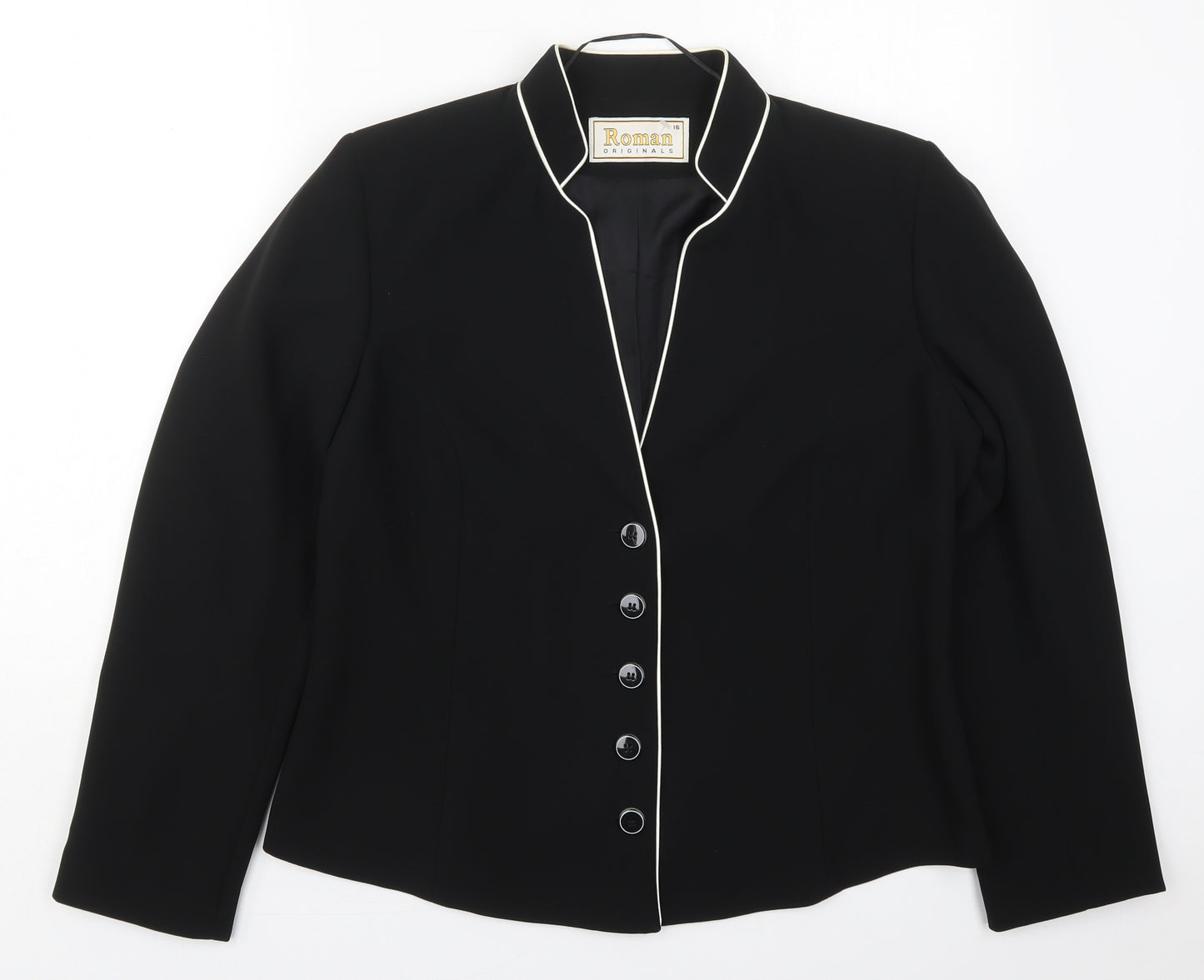 Roman Womens Black   Jacket  Size 16  Button