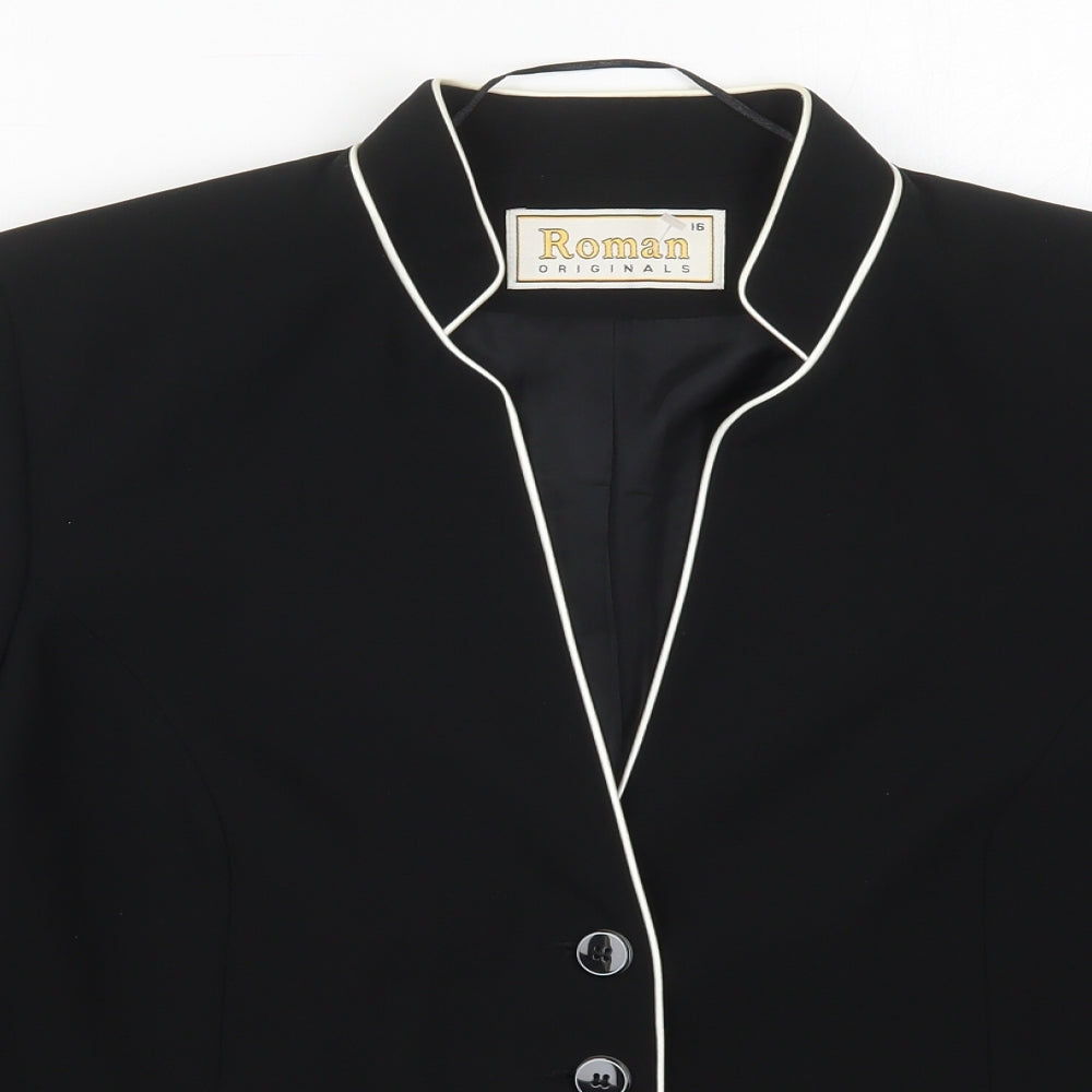 Roman Womens Black   Jacket  Size 16  Button