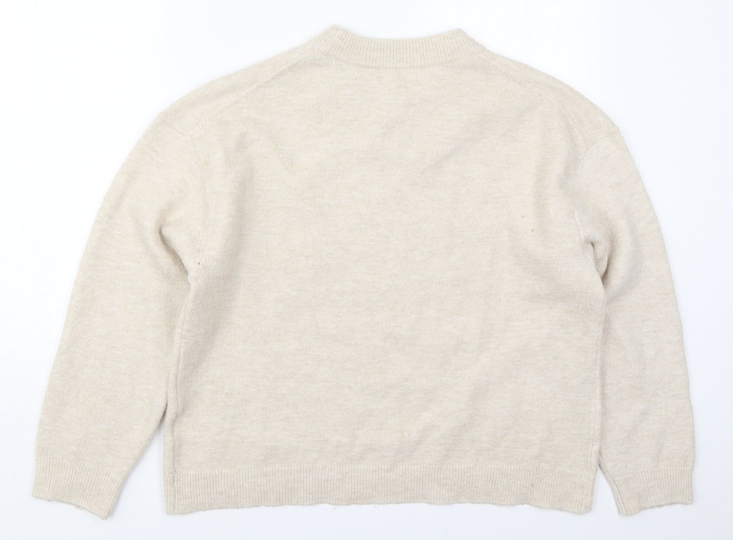 H&M Womens Beige Crew Neck  Polyester Pullover Jumper Size M