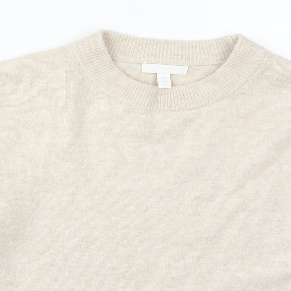 H&M Womens Beige Crew Neck  Polyester Pullover Jumper Size M
