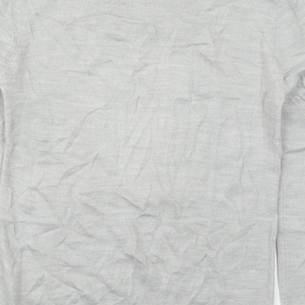 Primark Womens Grey Crew Neck  Acrylic Pullover Jumper Size 6   - Christmas Robin