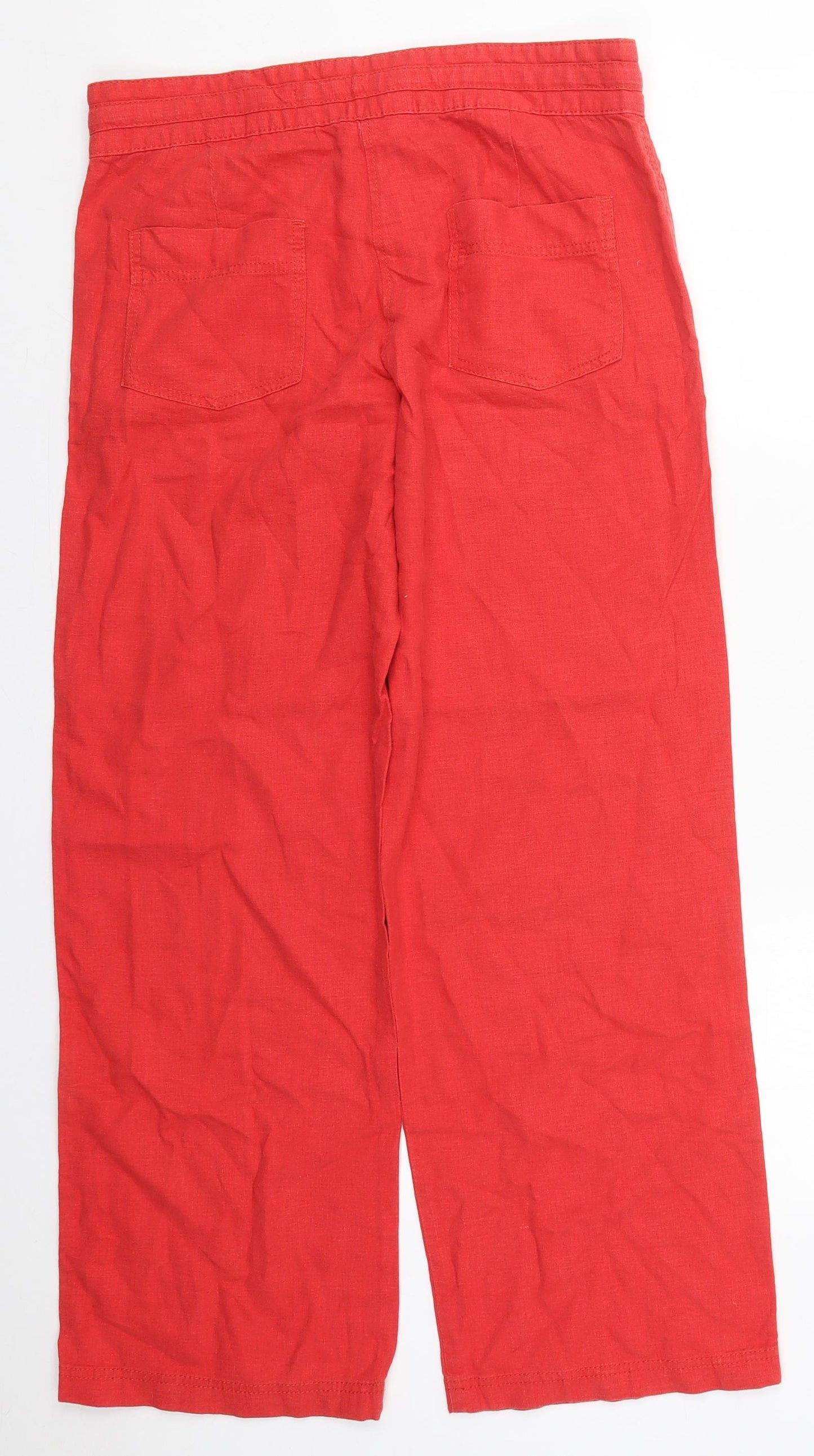 NEXT Womens Red  Linen Trousers  Size 10 L30 in Regular Button