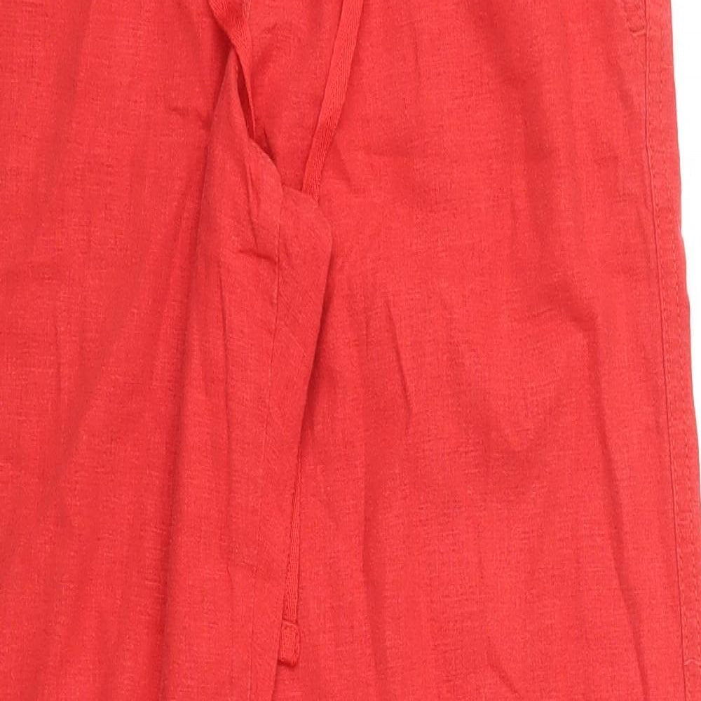 NEXT Womens Red  Linen Trousers  Size 10 L30 in Regular Button
