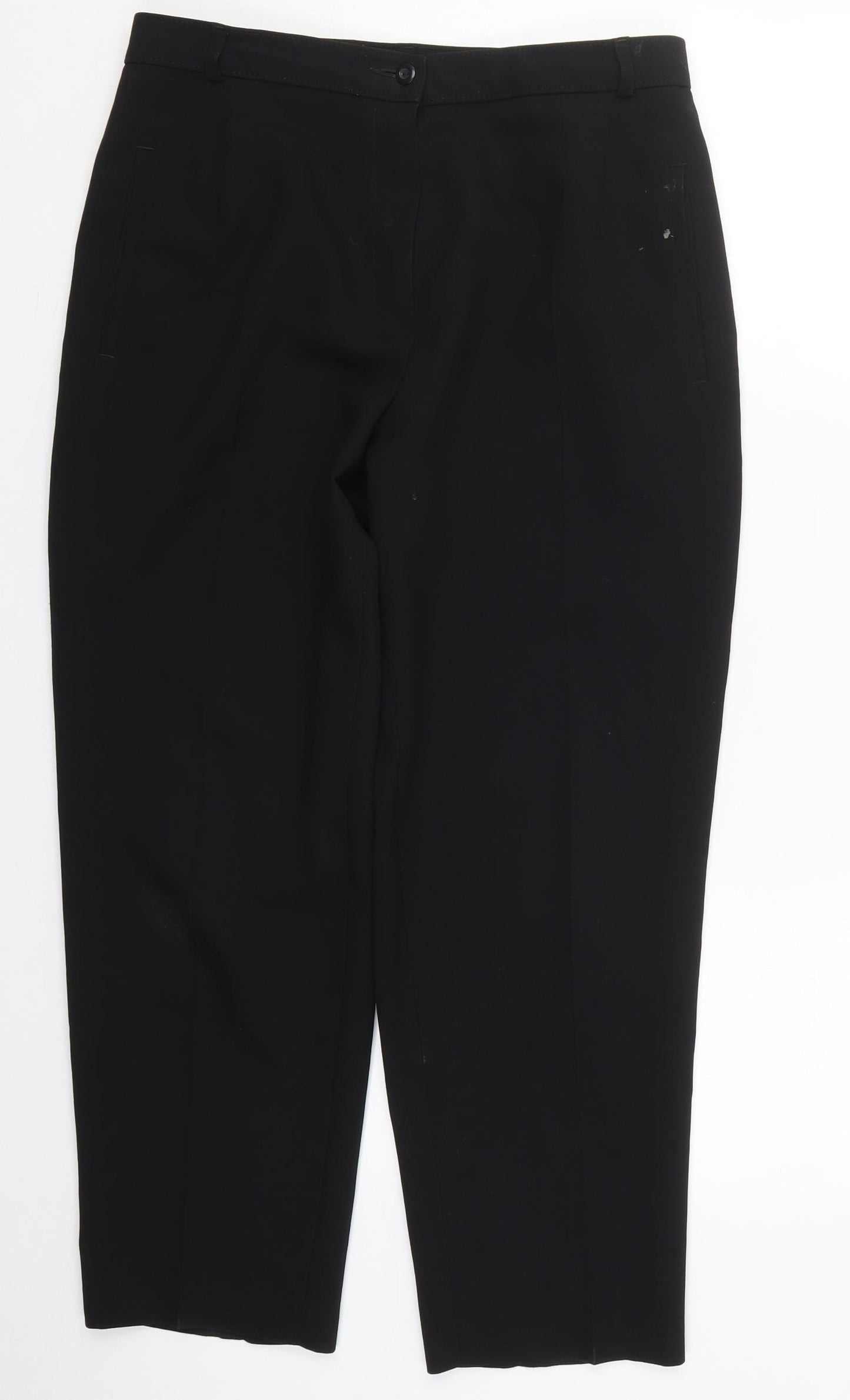 Marks and Spencer Womens Black  Polyester Trousers  Size 14 L25 in Regular Button