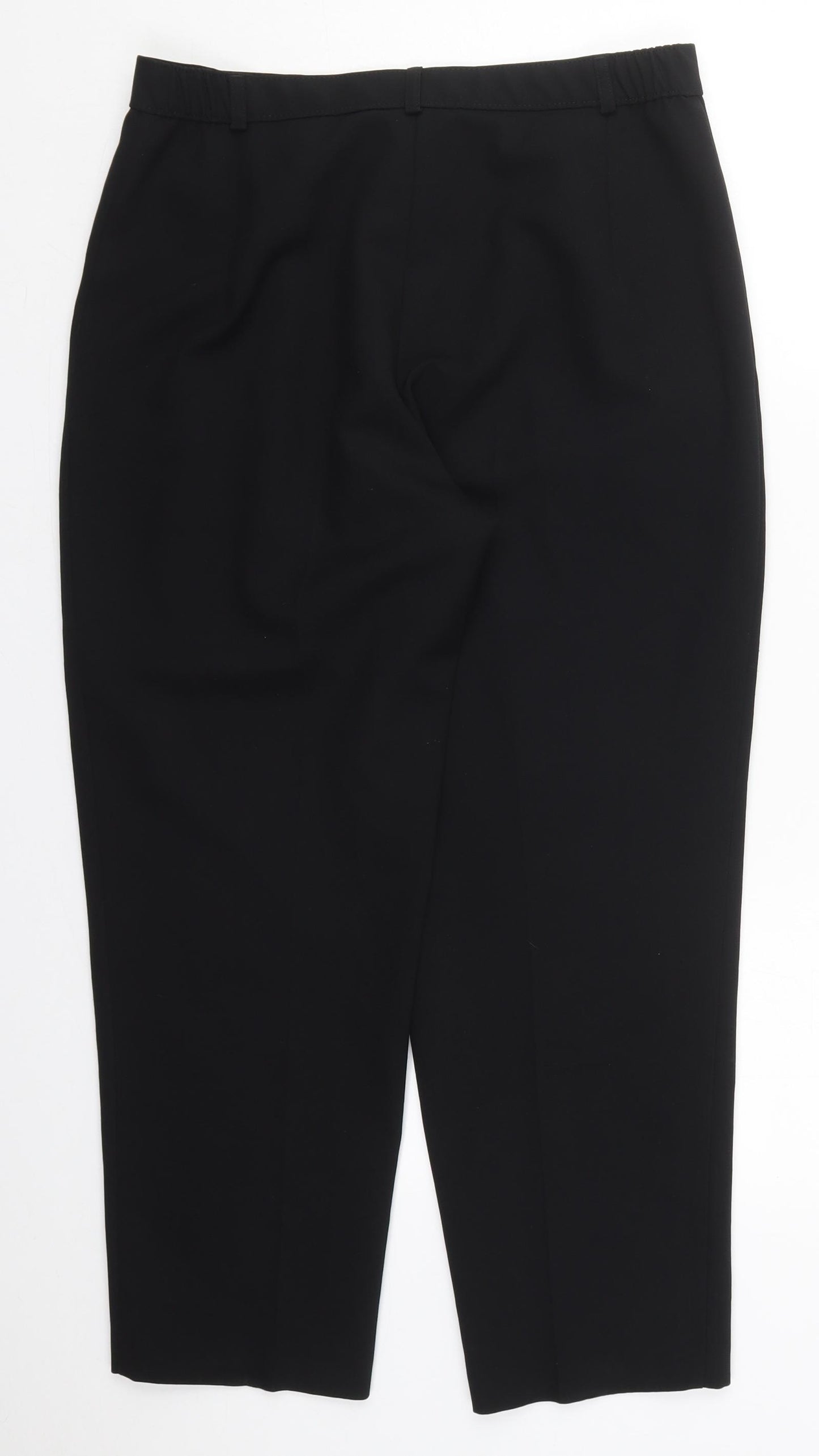Marks and Spencer Womens Black  Polyester Trousers  Size 14 L25 in Regular Button