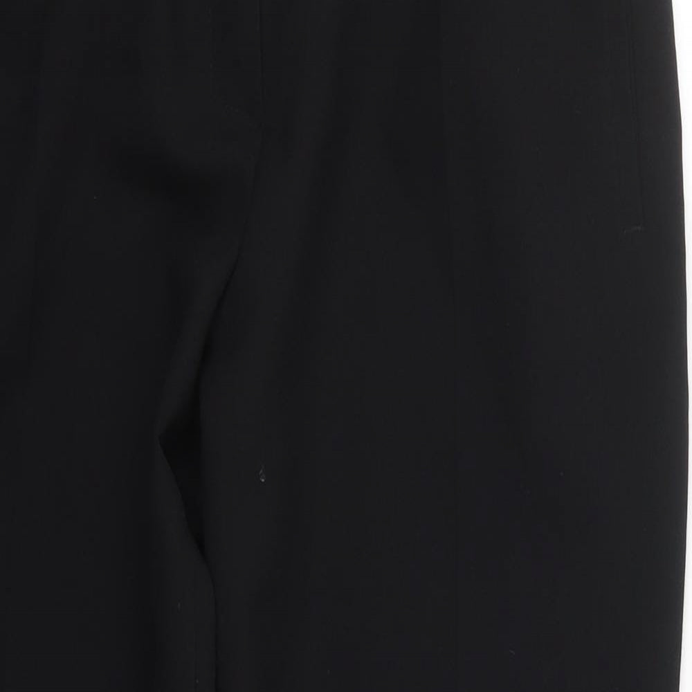 Marks and Spencer Womens Black  Polyester Trousers  Size 14 L25 in Regular Button