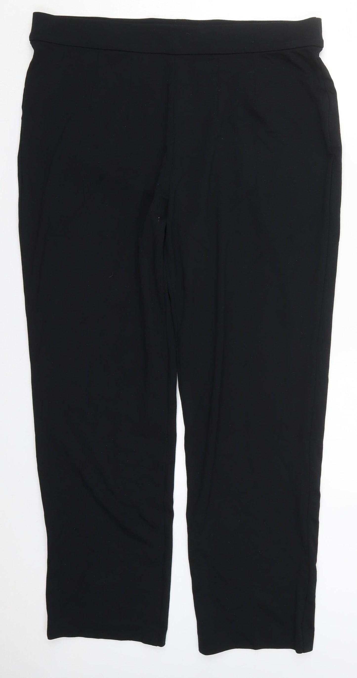 Marks and Spencer Womens Black  Viscose Trousers  Size 18 L29 in Regular
