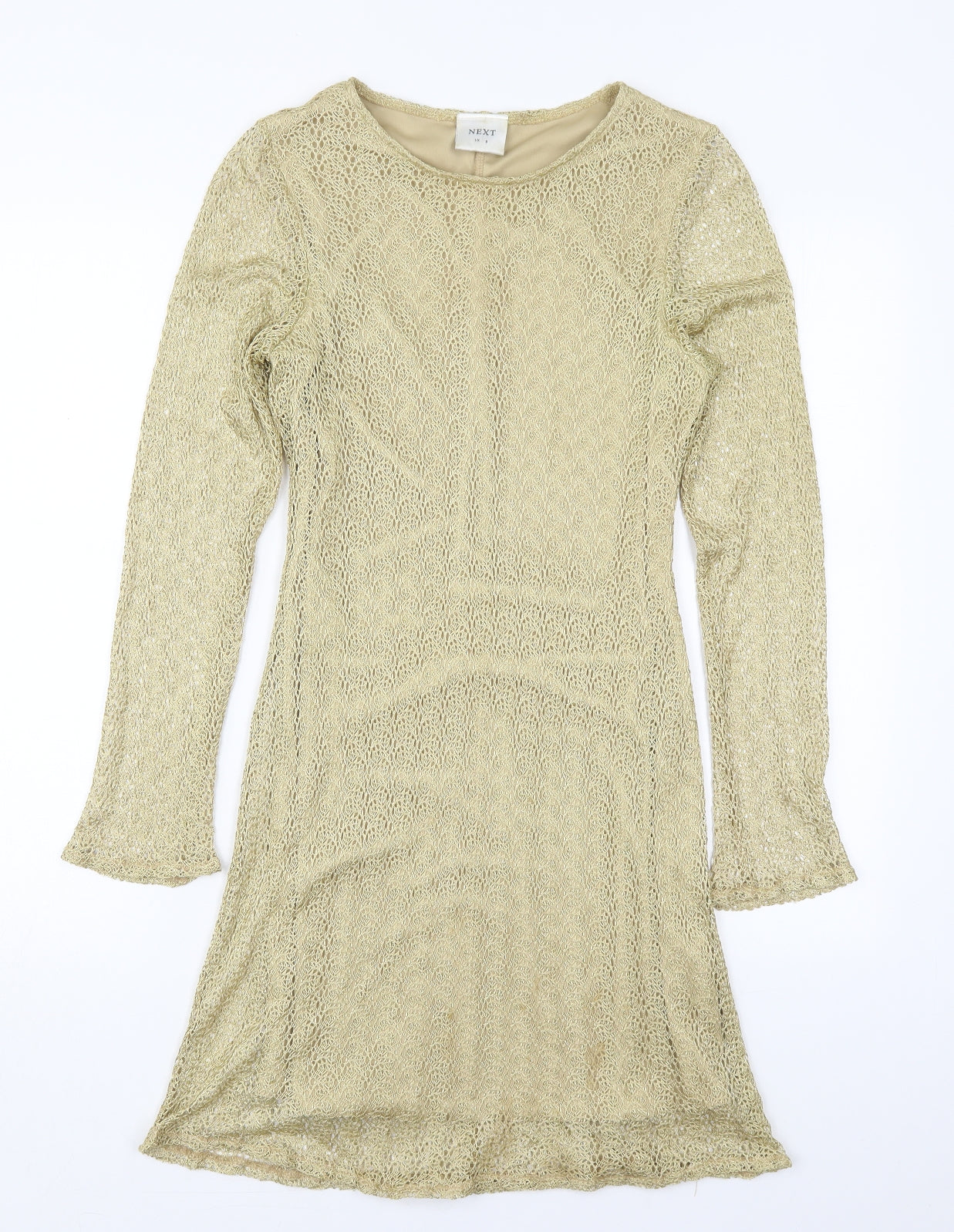 NEXT Womens Gold  Nylon A-Line  Size 8  Round Neck Pullover