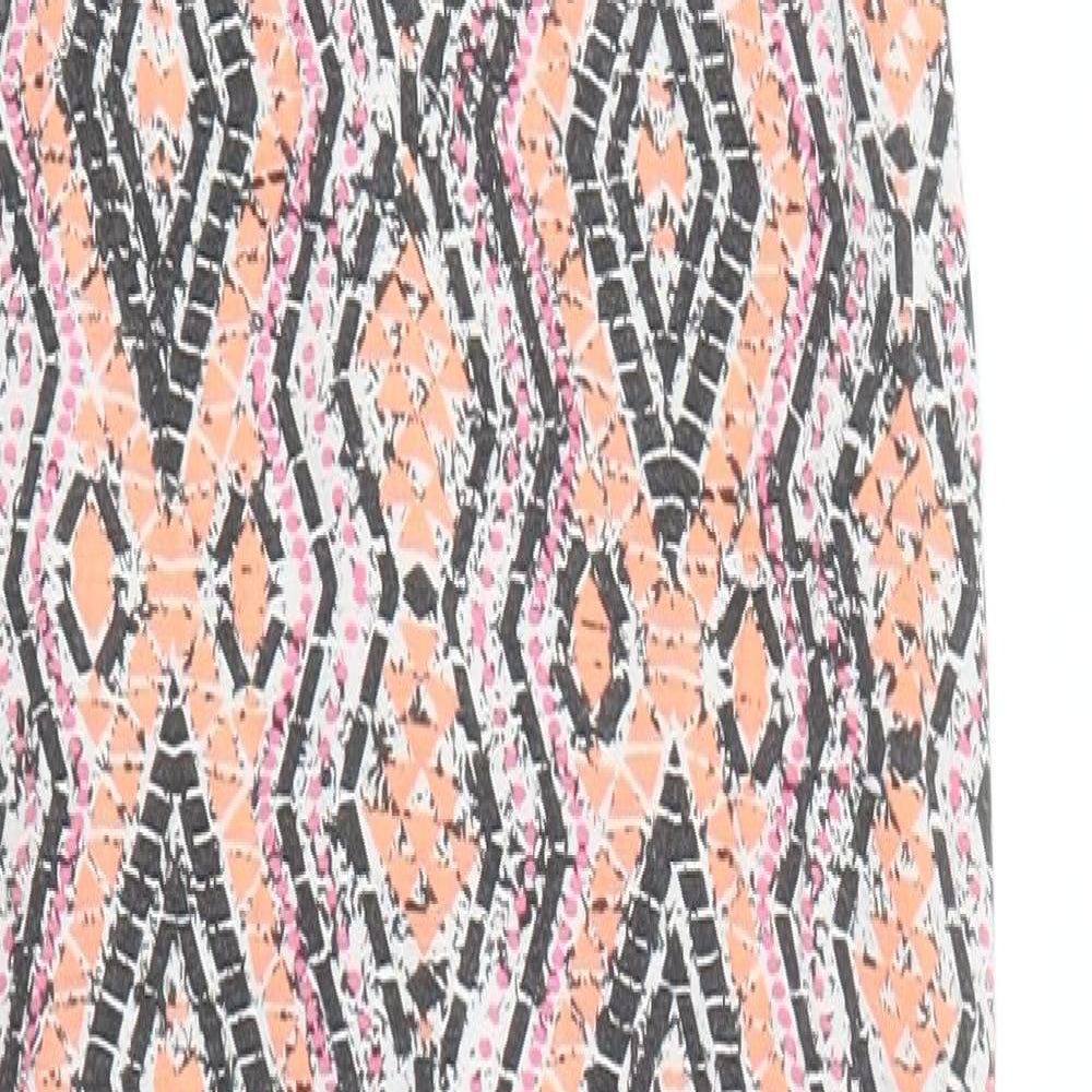 New Look Womens Orange Geometric Viscose Pencil Dress  Size 12  Scoop Neck Pullover