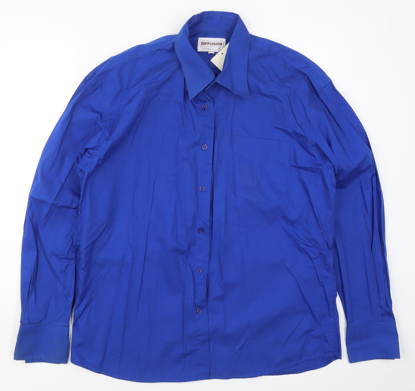 Diffusion Mens Blue  Cotton  Button-Up Size 2XL Collared Button