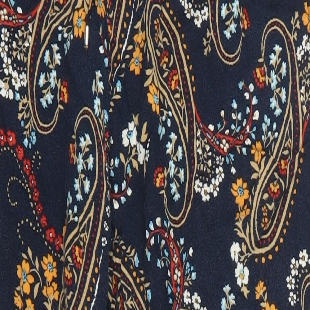 Dorothy Perkins Womens Blue Paisley Viscose Trousers  Size 12 L26 in Regular Drawstring