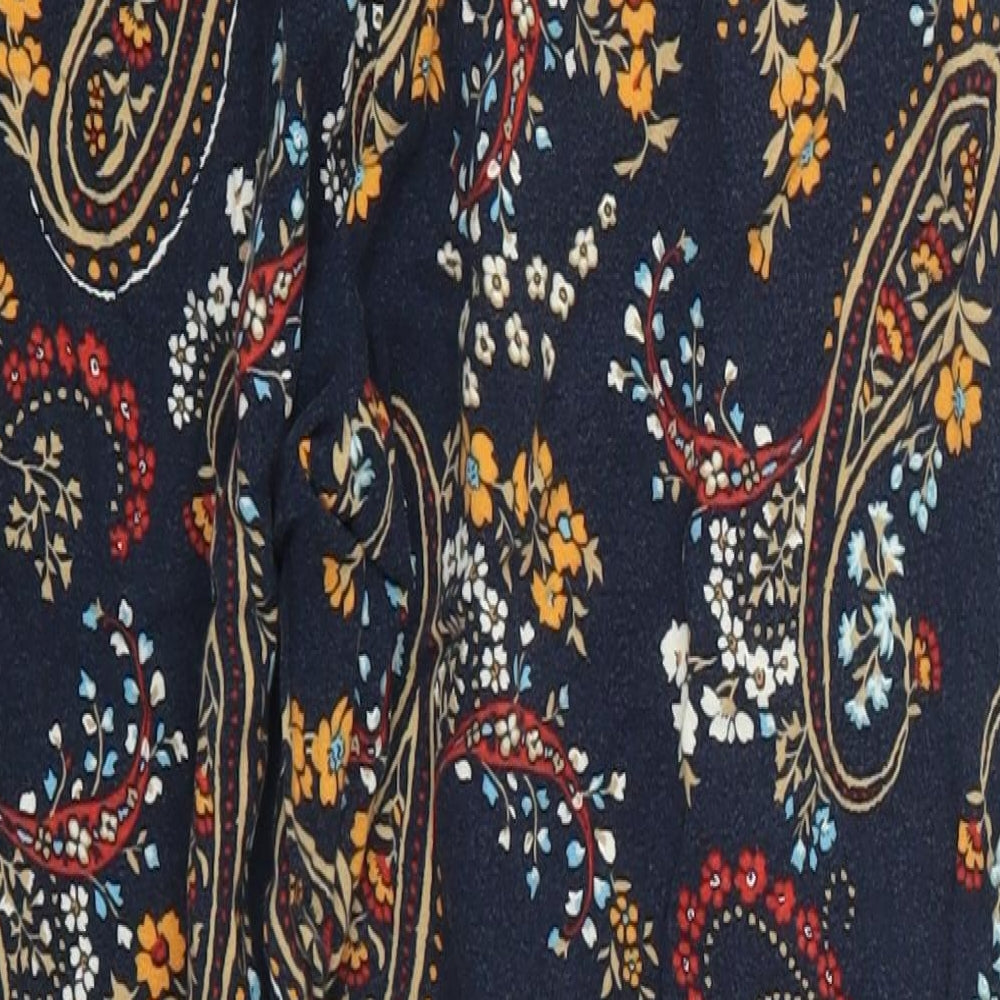 Dorothy Perkins Womens Blue Paisley Viscose Trousers  Size 12 L26 in Regular Drawstring