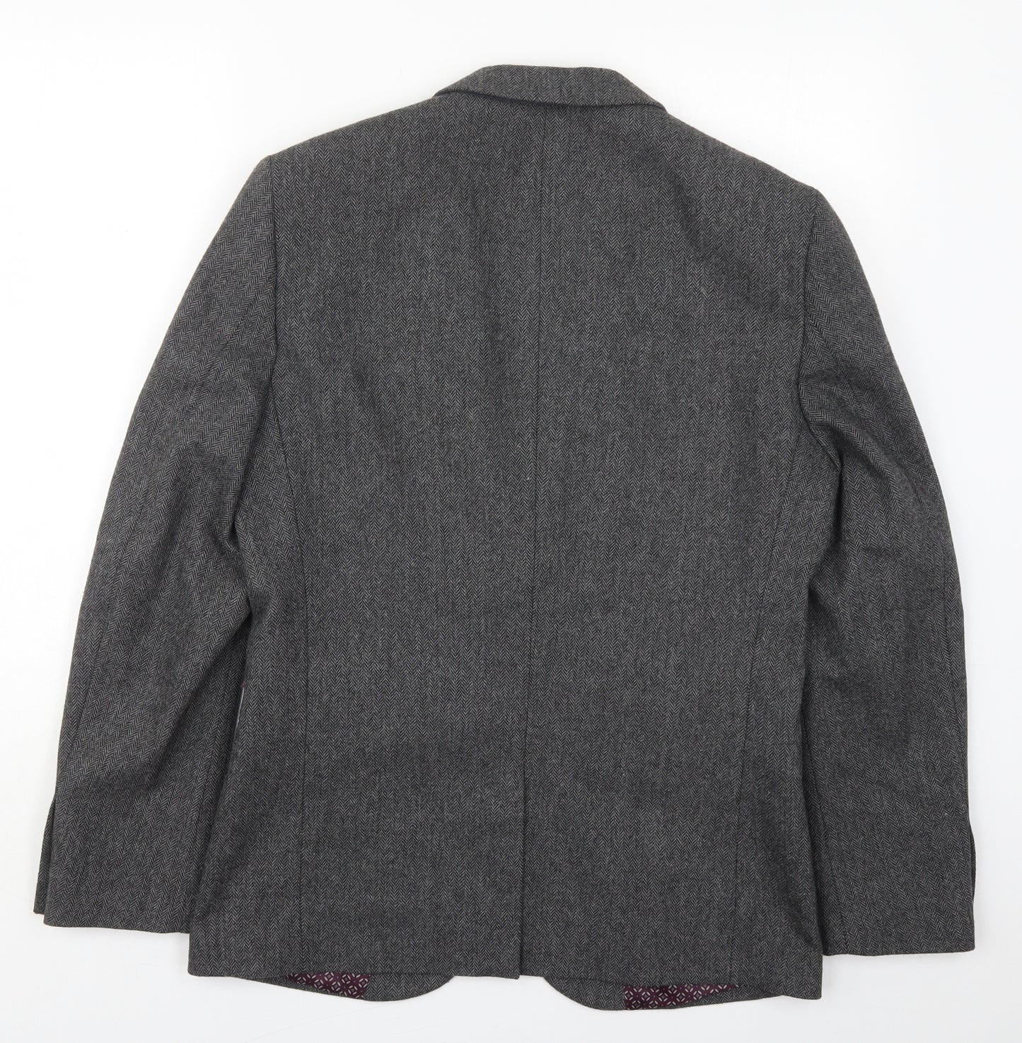 NEXT Mens Grey Herringbone Wool Jacket Suit Jacket Size 40