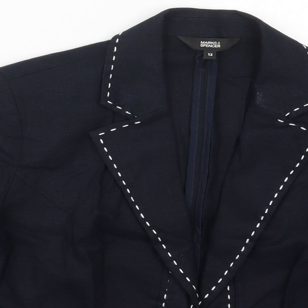 Marks and Spencer Womens Blue   Jacket  Size 12  Hook & Eye