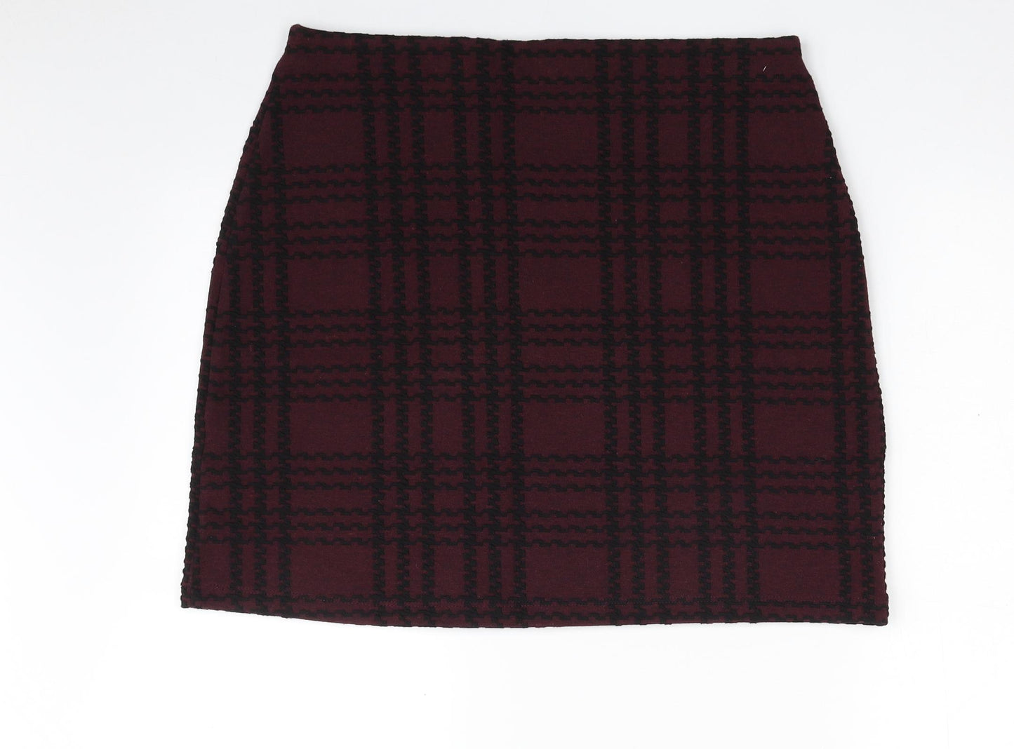 Marks and Spencer Womens Purple Check Polyester A-Line Skirt Size 12