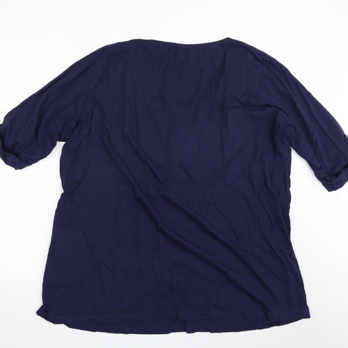 Union Blues Womens Blue  100% Cotton Basic T-Shirt Size 22 Scoop Neck