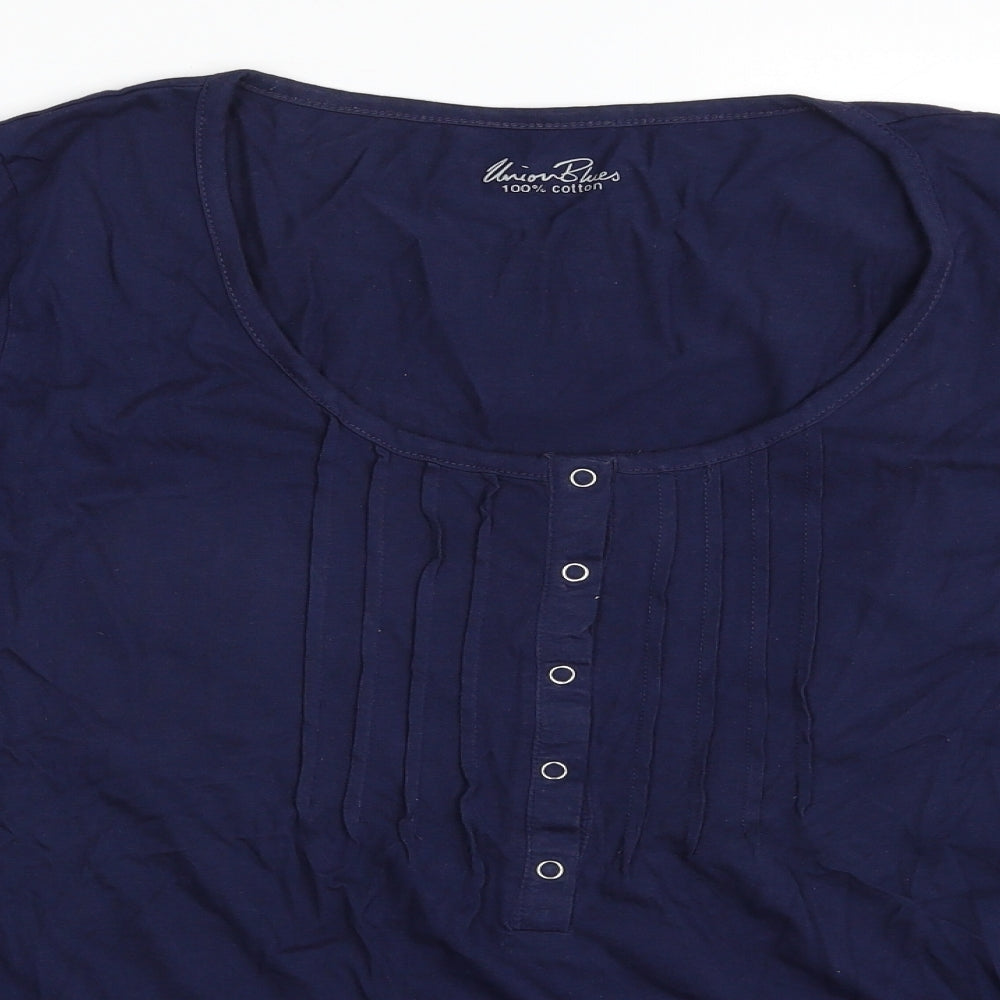Union Blues Womens Blue  100% Cotton Basic T-Shirt Size 22 Scoop Neck
