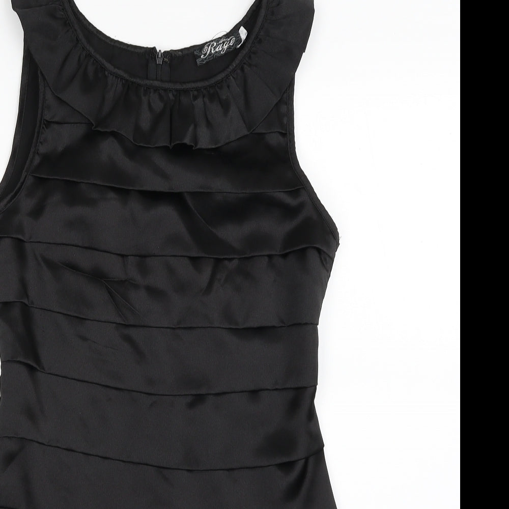 Madam Rage Womens Black  Polyester Shift  Size 10  Boat Neck Zip