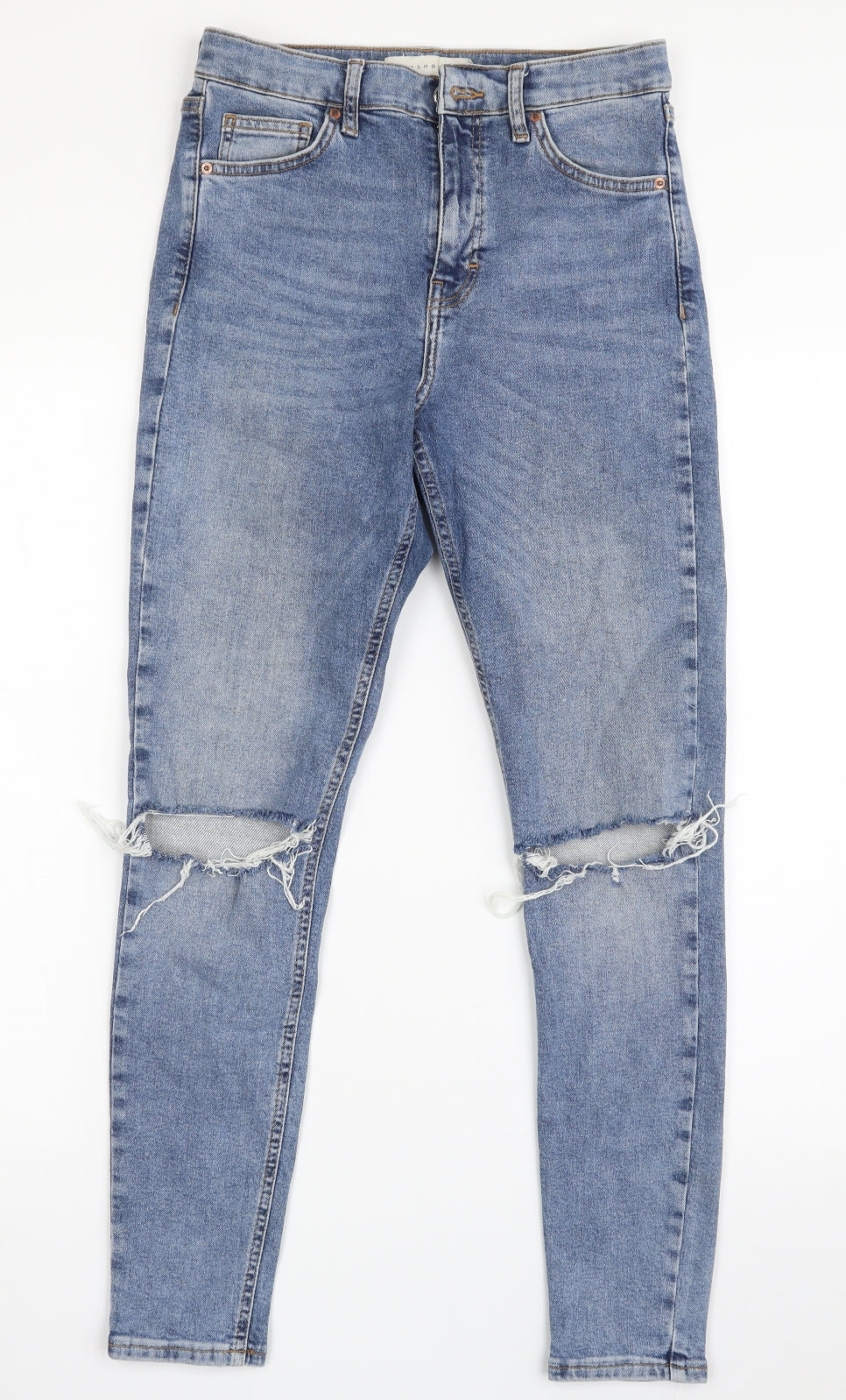 Topshop Womens Blue  Cotton Skinny Jeans Size 28 in L27 in Slim Zip