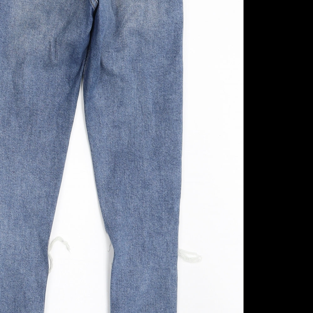 Topshop Womens Blue  Cotton Skinny Jeans Size 28 in L27 in Slim Zip
