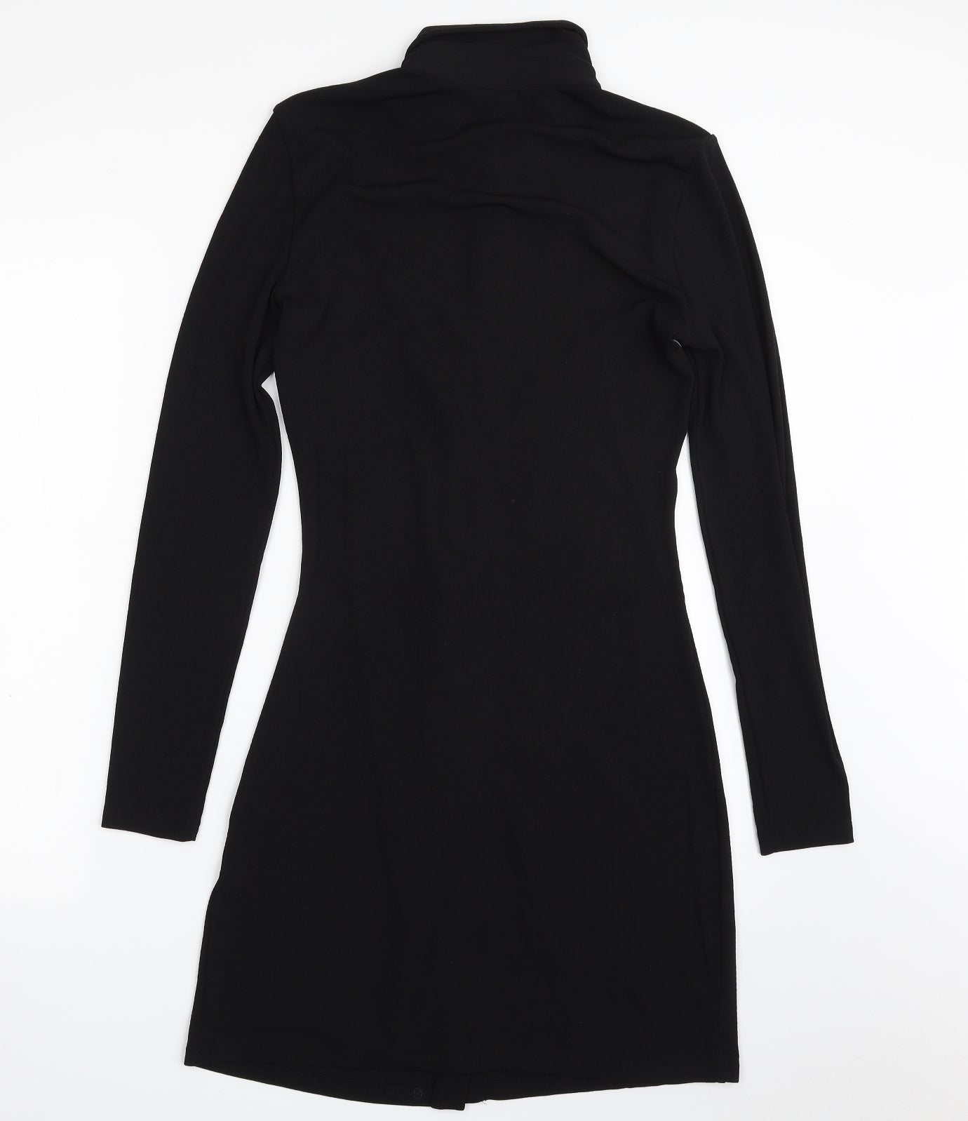 H&M Womens Black  Polyester Shirt Dress  Size M  Collared Button