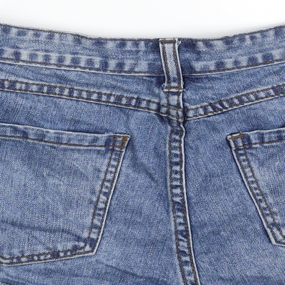 Missguided Womens Blue  100% Cotton Hot Pants Shorts Size 8  Slim Zip