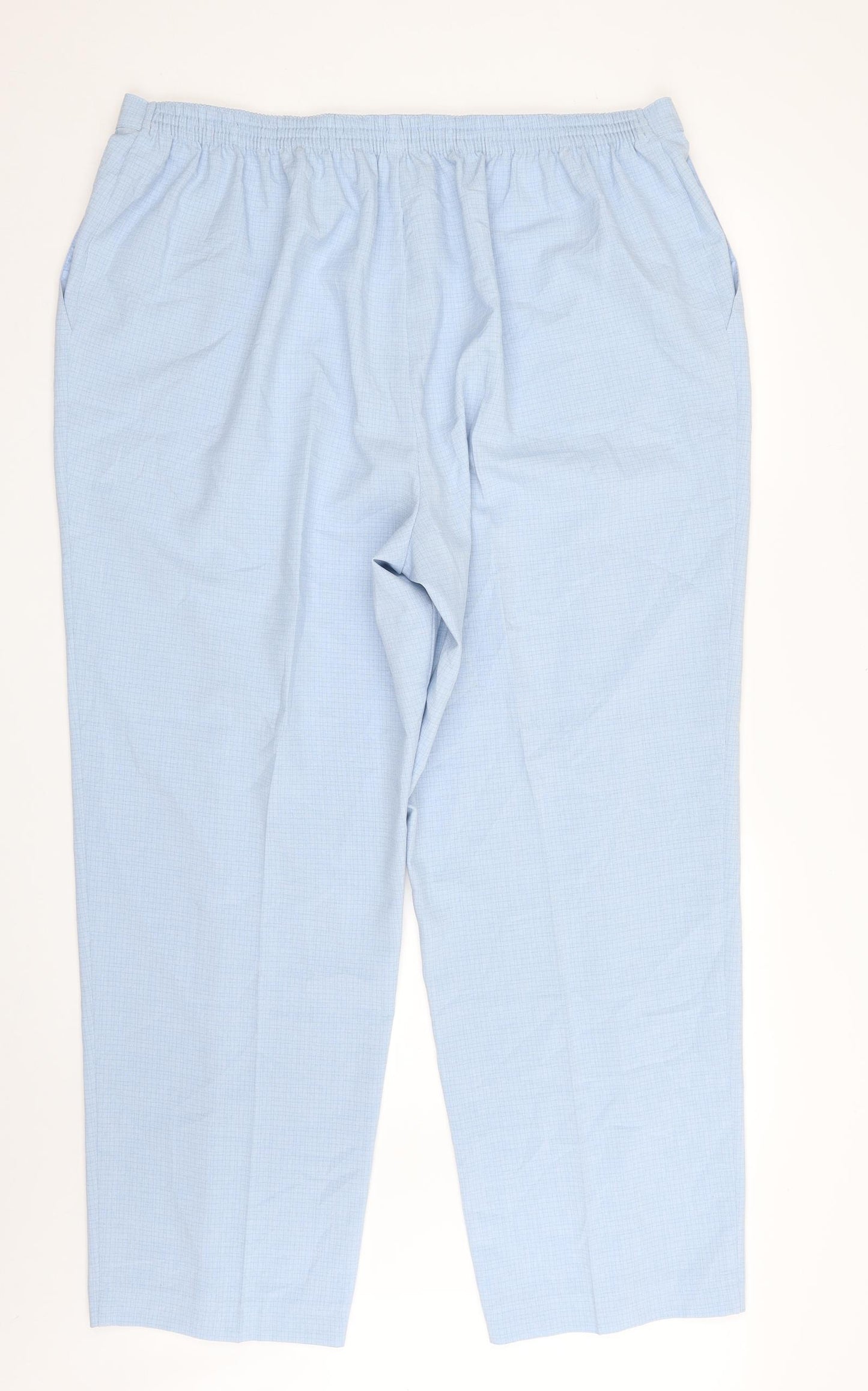 Marks and Spencer Womens Blue Check Polyester Trousers  Size 24 L30 in Regular