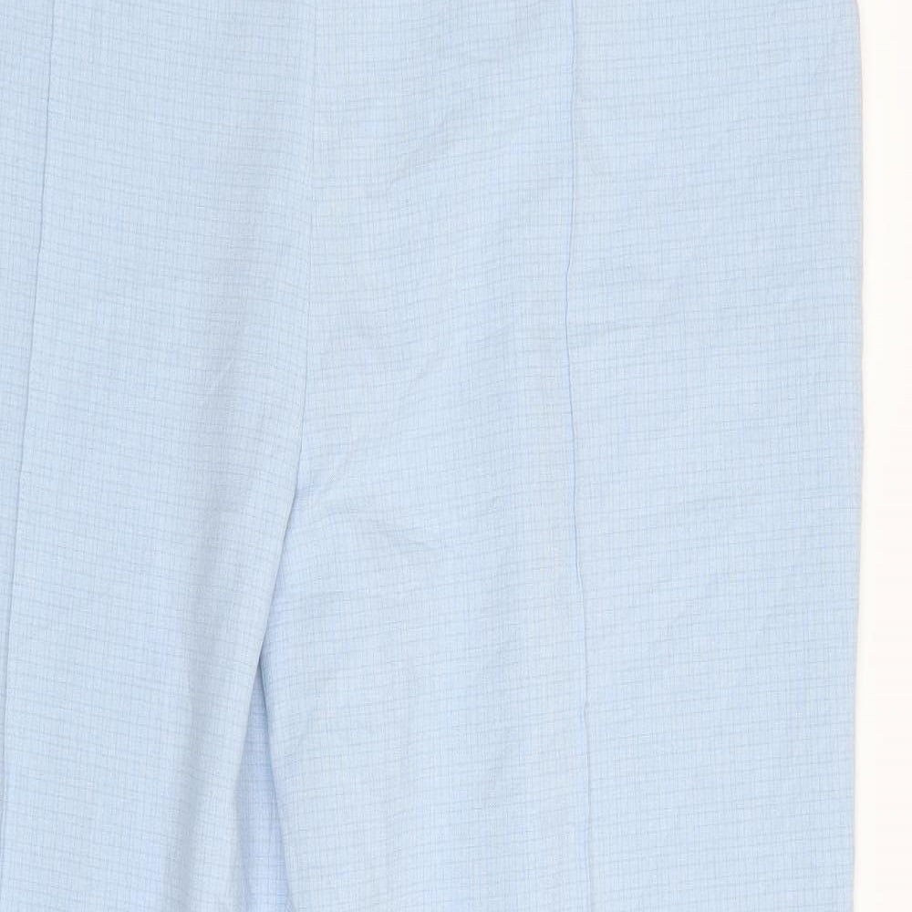 Marks and Spencer Womens Blue Check Polyester Trousers  Size 24 L30 in Regular