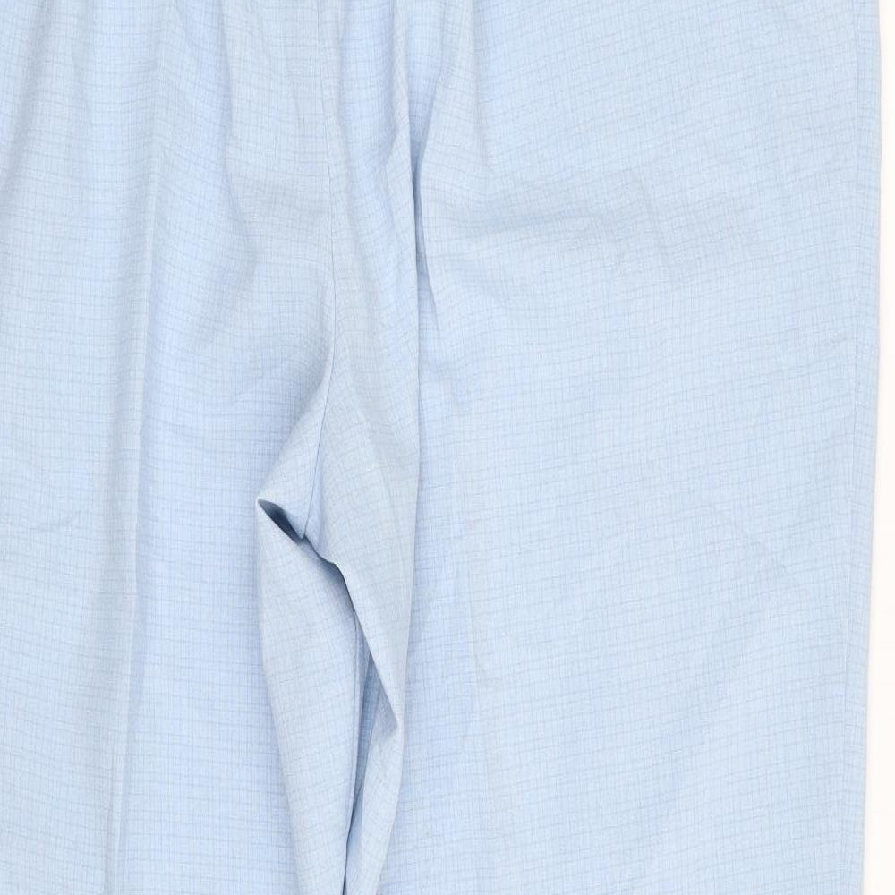 Marks and Spencer Womens Blue Check Polyester Trousers  Size 24 L30 in Regular