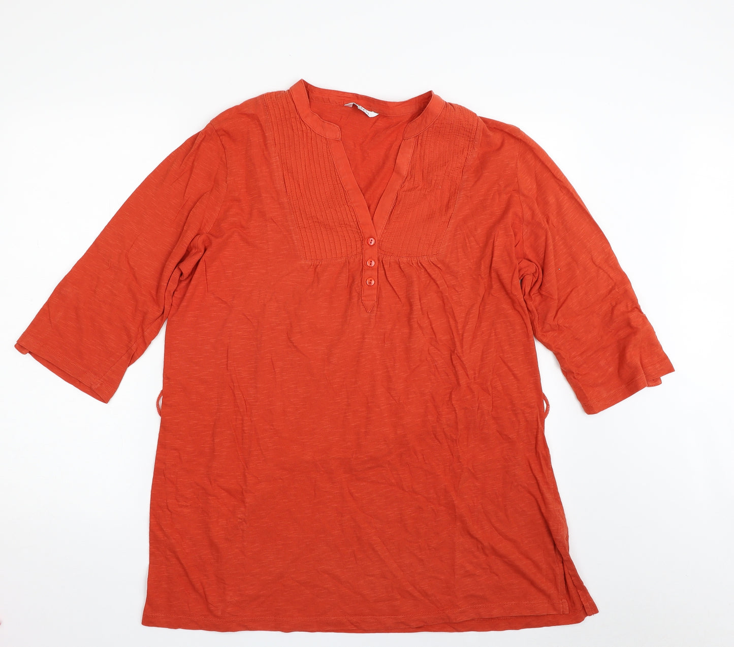 M&Co Womens Orange  100% Cotton Basic T-Shirt Size 2XL V-Neck