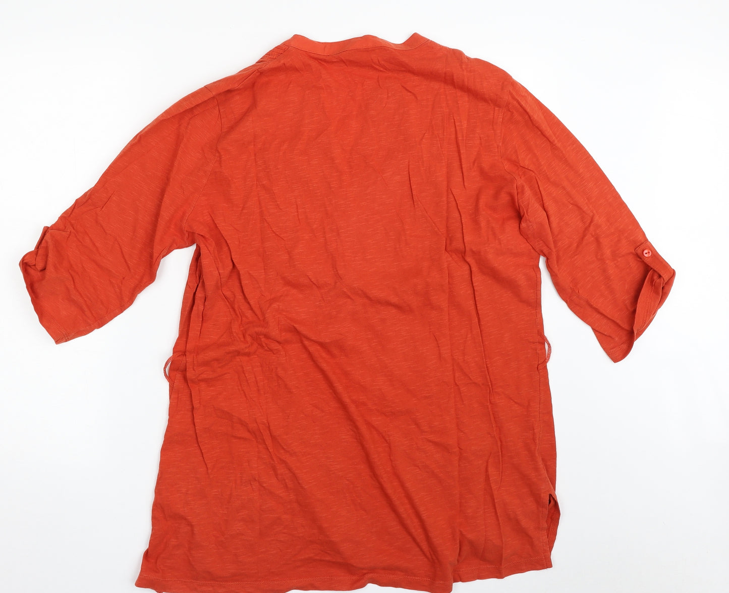 M&Co Womens Orange  100% Cotton Basic T-Shirt Size 2XL V-Neck