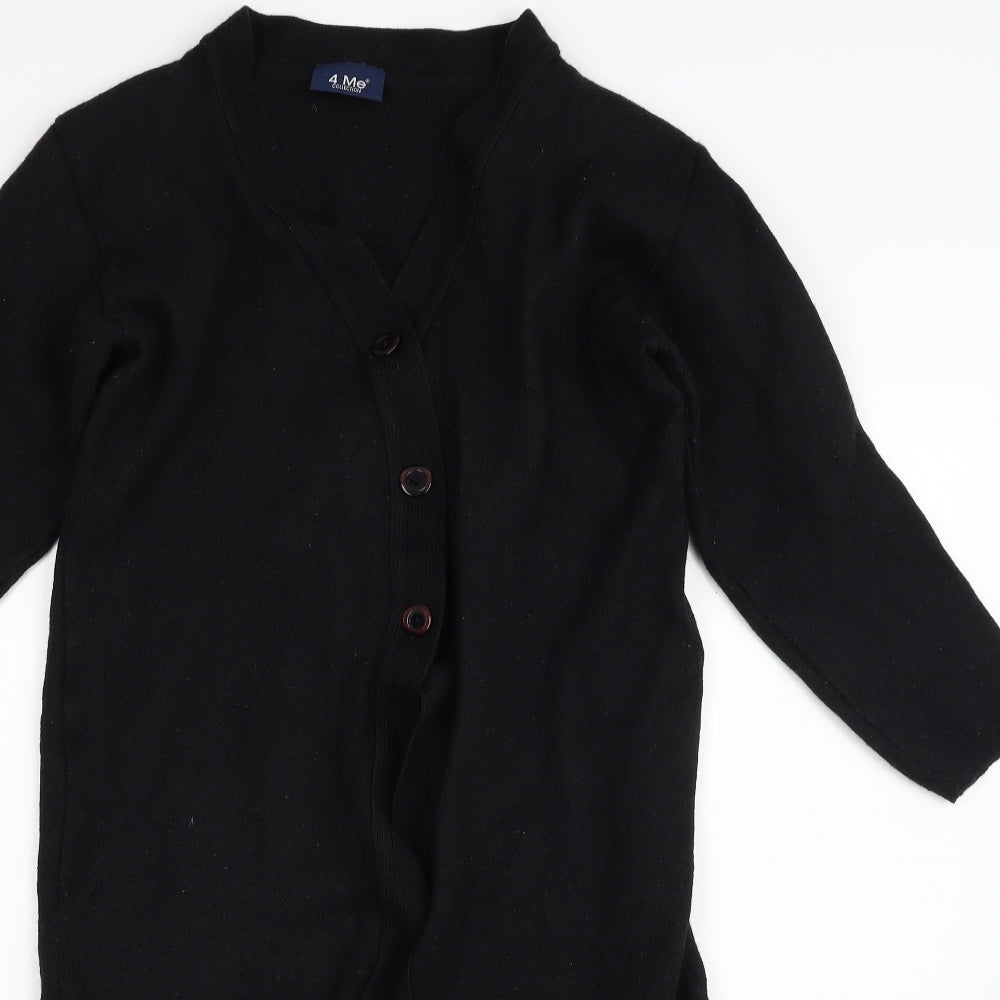 4 Me Collection Womens Black  Wool Jumper Dress  Size L  Round Neck Button - Shoulder Pads