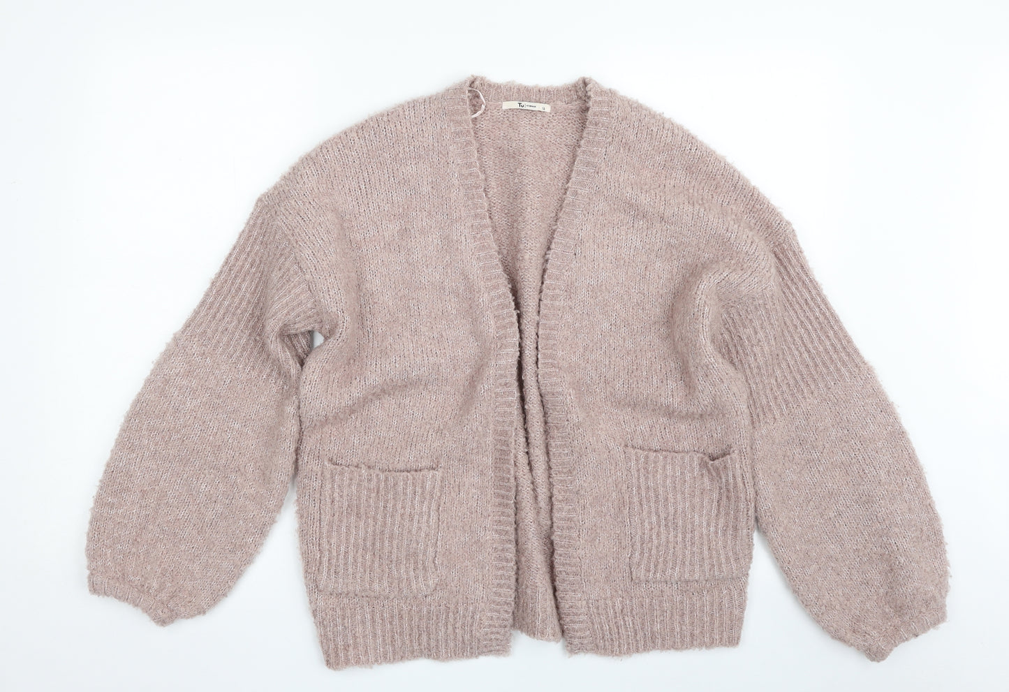 TU Womens Purple V-Neck  Polyester Cardigan Jumper Size 12